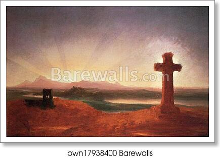 Unfinished Landscape (The Cross at Sunset) by Thomas Cole, Art Print