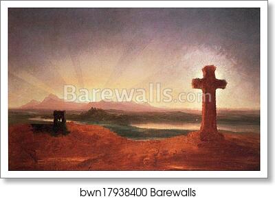 Unfinished Landscape (The Cross at Sunset) by Thomas Cole, Art Print Unfinished Landscape (The Cross at Sunset) by Thomas Cole, Art Print