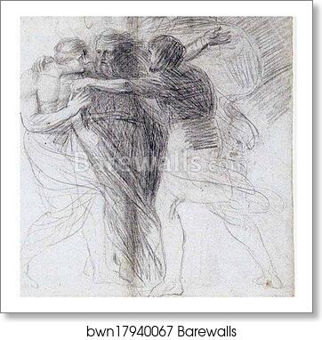 King Lear, Edgar and the Fool by George Romney, Art Print