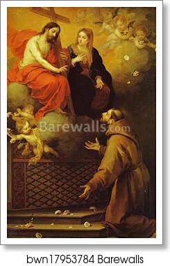 The Vision to St. Francis at Porziuncola by Bartolomé Esteban Murillo, Art Print