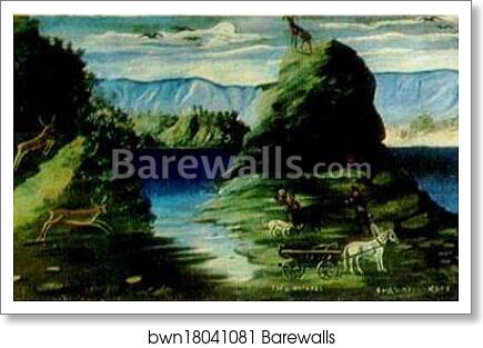 Hunting Scene with a View of the Black Sea by Niko Pirosmani, Art Print