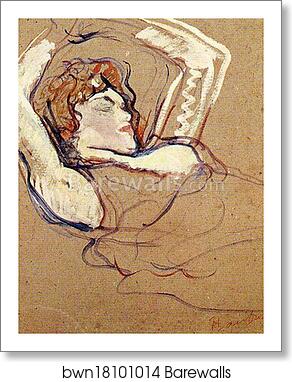 Woman Lying on Her Back, Both Arms Raised by Henri De Toulouse-Lautrec, Art Print Woman Lying on Her Back, Both Arms Raised by Henri De Toulouse-Lautrec, Art Print