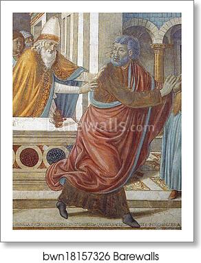 Tabernacle of the Visitation: Expulsion of Joachim from the Temple. Detail by Benozzo Gozzoli, Art Print