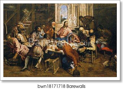Last Supper by Jacopo Robusti, Called Tintoretto, Art Print
