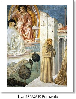 Vision of St. Dominic and Meeting of St. Francis and St. Dominic. Detail by Benozzo Gozzoli, Art Print Vision of St. Dominic and Meeting of St. Francis and St. Dominic. Detail by Benozzo Gozzoli, Art Print