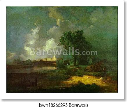 View of the Kremlin from the Krimsky Bridge in Inclement Weather by Alexey Savrasov, Art Print