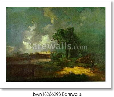 View of the Kremlin from the Krimsky Bridge in Inclement Weather by Alexey Savrasov, Art Print View of the Kremlin from the Krimsky Bridge in Inclement Weather by Alexey Savrasov, Art Print