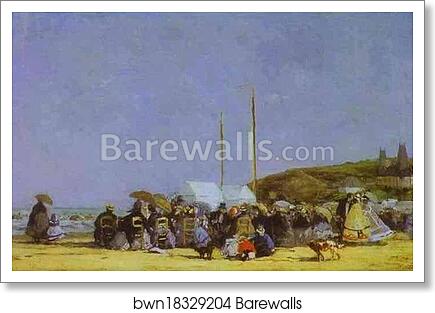 Beach Scene, Trouville by Eugène-Louis Boudin, Art Print