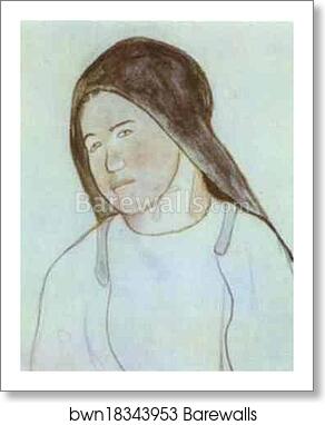 Head of Young Breton Peasant Woman by Paul Gauguin, Art Print