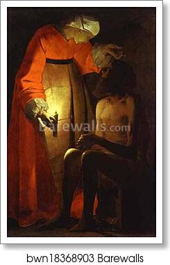 Job and his Wife by Georges De La Tour, Art Print