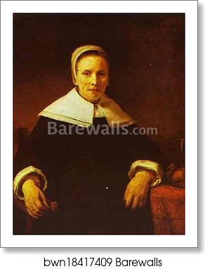 A Woman Holding a Pink by Rembrandt Harmenszoon Van Rijn, Art Print