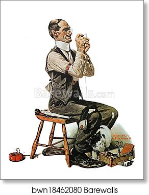 Threading a Needle by Norman Rockwell, Art Print