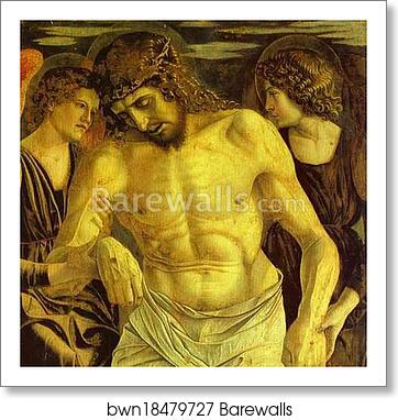 Dead Christ Between Two Angels (Panel of St. Vincent Ferrar Polyptych) by Giovanni Bellini, Art Print