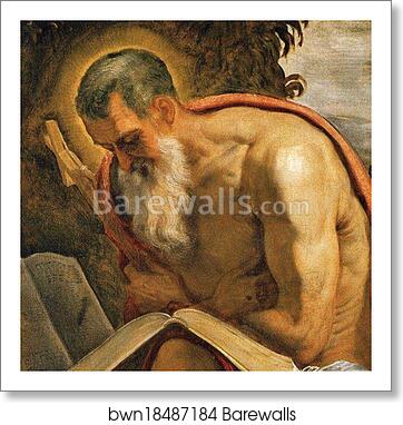 Saint Jerome in the Wilderness. Detail by Jacopo Robusti, Called Tintoretto, Art Print