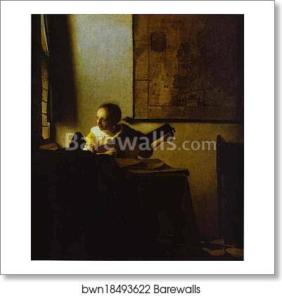 Woman Playing a Lute near a Window by Jan Vermeer, Art Print Woman Playing a Lute near a Window by Jan Vermeer, Art Print