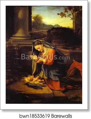 The Adoration of the Child by Correggio, Art Print