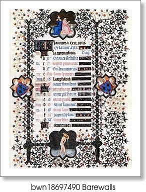The Belles Heures of Jean de France, Duke de Berry. January by Limbourg Brothers, Art Print