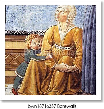 Death of St. Monica. Detail by Benozzo Gozzoli, Art Print