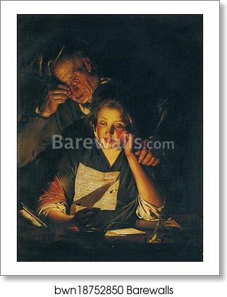 A Young Girl Reading a Letter, with an Old Man Reading over Her Shoulder by Joseph Wright Of Derby, Art Print A Young Girl Reading a Letter, with an Old Man Reading over Her Shoulder by Joseph Wright Of Derby, Art Print