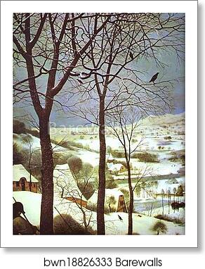 The Hunters in the Snow (January). Detail by Pieter Bruegel The Elder, Art Print The Hunters in the Snow (January). Detail by Pieter Bruegel The Elder, Art Print