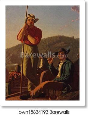 The Wood-Boat. Detail by George Caleb Bingham, Art Print