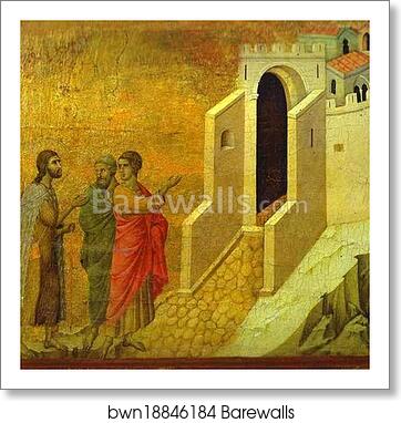 Maestà (back, central panel) The Road to Emmaus by Duccio Di Buoninsegna, Art Print