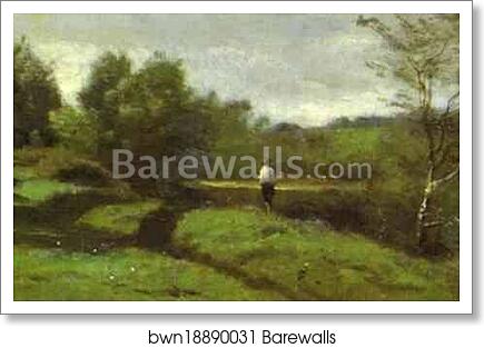 Landscape with a Boy in a White Shirt by Jean-Baptiste-Camille Corot, Art Print