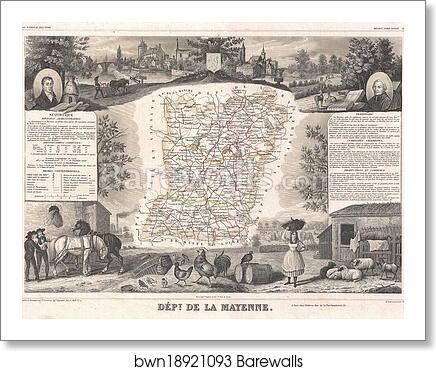 Dept. de la Mayenne by Victor Jules Levasseur, Art Print