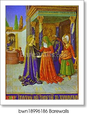 Visitation. Miniature from the Book of Hours of Etienne Chevalier by Jean Fouquet, Art Print
