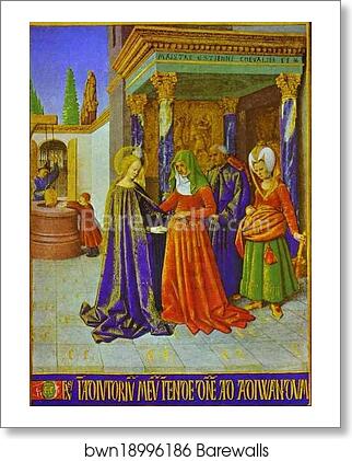 Visitation. Miniature from the Book of Hours of Etienne Chevalier by Jean Fouquet, Art Print Visitation. Miniature from the Book of Hours of Etienne Chevalier by Jean Fouquet, Art Print
