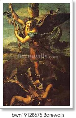 St. Michael and Satan by Raphael, Art Print