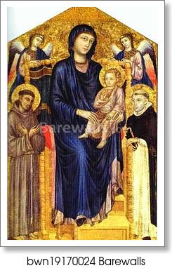 Madonna and Child Enthroned with Two Angels and St. Francis and St. Dominic by Cimabue, Art Print Madonna and Child Enthroned with Two Angels and St. Francis and St. Dominic by Cimabue, Art Print
