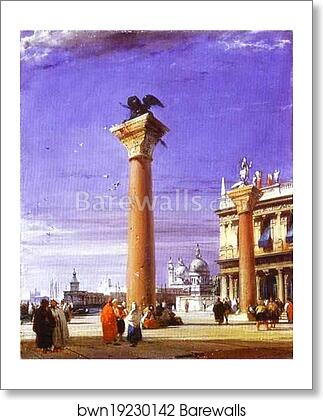 St. Mark's Column in Venice by Richard Parkes Bonington, Art Print St. Mark's Column in Venice by Richard Parkes Bonington, Art Print