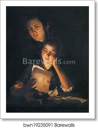 Girl Reading a Letter by Candlelight, With a Young Man Peering over Her Shoulder by Joseph Wright Of Derby, Art Print Girl Reading a Letter by Candlelight, With a Young Man Peering over Her Shoulder by Joseph Wright Of Derby, Art Print