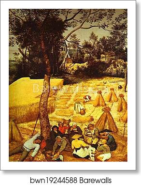 The Corn Harvest (August). Detail by Pieter Bruegel The Elder, Art Print