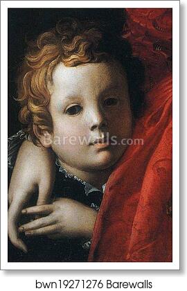 Lady in a Red Dress with a Fair-Haired Little Boy. Detail by Agnolo Bronzino, Art Print Lady in a Red Dress with a Fair-Haired Little Boy. Detail by Agnolo Bronzino, Art Print