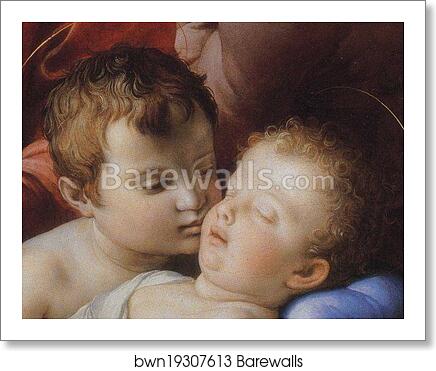The Madonna and Child with the Infant St.John the Baptist, known as The Panciatichi Madonna. Detail by Agnolo Bronzino, Art Print