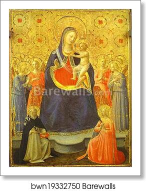 Madonna with Angels and the Saints Dominic and Catherine by Fra Angelico, Art Print