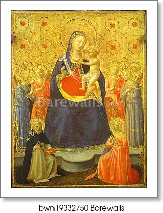Madonna with Angels and the Saints Dominic and Catherine by Fra Angelico, Art Print Madonna with Angels and the Saints Dominic and Catherine by Fra Angelico, Art Print