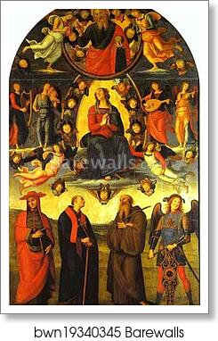 The Assumption of the Virgin with Saints by Pietro Perugino, Art Print