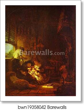 Holy Family by Rembrandt Harmenszoon Van Rijn, Art Print