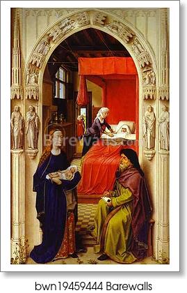 St. John Altarpiece. The Birth of St. John the Baptist. Left wing by Rogier Van Der Weyden, Art Print St. John Altarpiece. The Birth of St. John the Baptist. Left wing by Rogier Van Der Weyden, Art Print