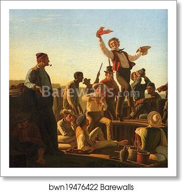 Jolly Flatboatmen in Port. Detail by George Caleb Bingham, Art Print Jolly Flatboatmen in Port. Detail by George Caleb Bingham, Art Print