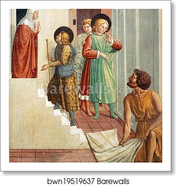 Birth of St. Francis, Prophecy of the Birth by a Pilgrim, Homage of the Simple Man by Benozzo Gozzoli, Art Print