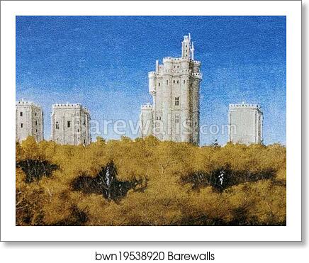 Les trÄ�s riches heures du Duc de Berry. December. Chateau de Vincennes. Detail by Limbourg Brothers, Art Print