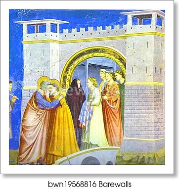Meeting at the Golden Gate by Giotto, Art Print
