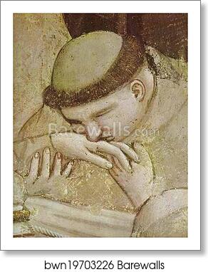 Death of St. Francis and Inspection of Stigmata. Detail by Giotto, Art Print