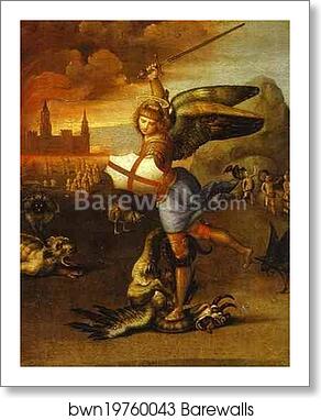 St. Michael by Raphael, Art Print