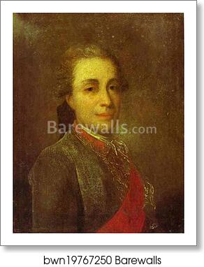 Portrait of an Unknown man in a Green Caftan by Fedor Rokotov, Art Print