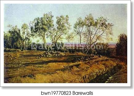 Olives Near Cemetery in Albano. New Moon by Alexander Ivanov, Art Print Olives Near Cemetery in Albano. New Moon by Alexander Ivanov, Art Print
